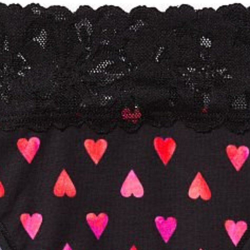 💕Last Pair VS Lace Waist Cotton High Leg Briefs w/ Hearts NWT So Comfy - Picture 9 of 9